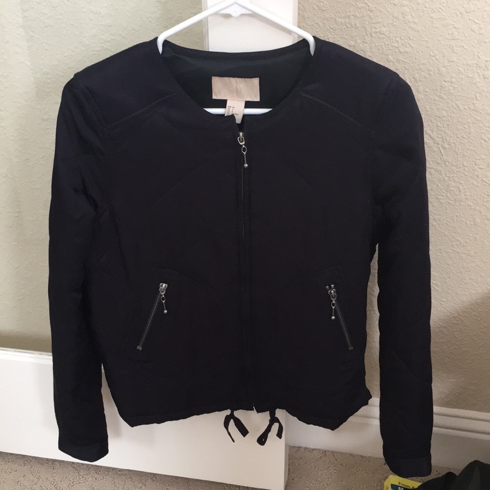 H&M Navy blue quilted bomber jacket